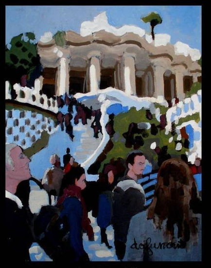 Entrando al Parque Güell Acrylic Canvas Landscaping