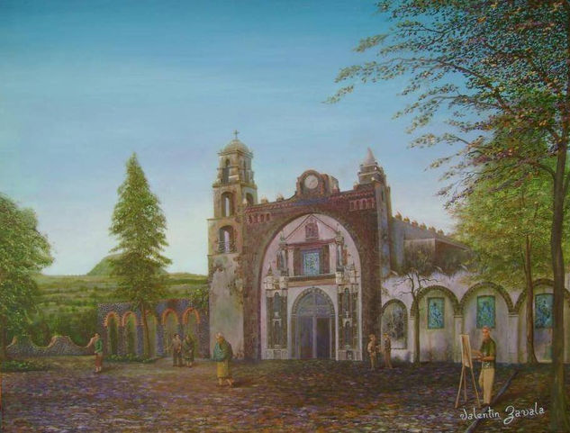 parroquia de san pedro atocpan , milpa alta, mexico Oil Canvas Landscaping