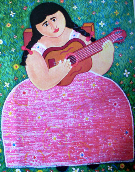 muchacha campesina con guitarra 