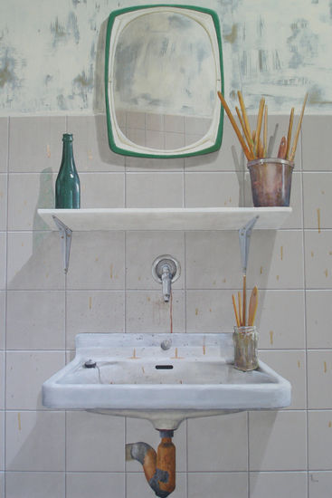 Lavabo de mi estudio Media Mixta Tabla Otros