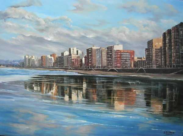 reflejeos en San Lorenzo Óleo Lienzo Paisaje