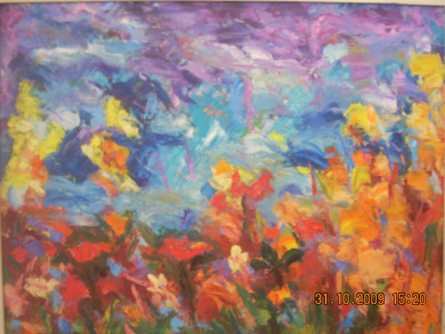 flores en el campo Oil Canvas Floral Painting