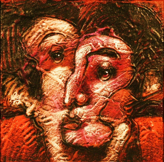 From The Spirit's Garden: "Faces II" Media Mixta Tabla Figura