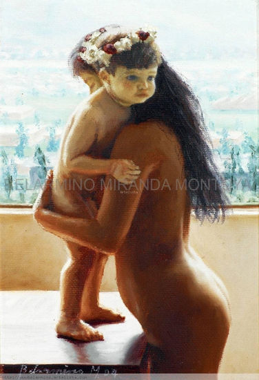 De la serie (madre, hija y espíritu) Óleo Lienzo Desnudos