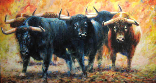 toros Oil Canvas Animals