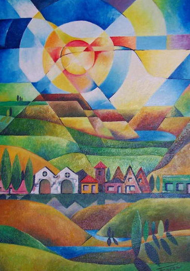 mi pueblo Oil Canvas