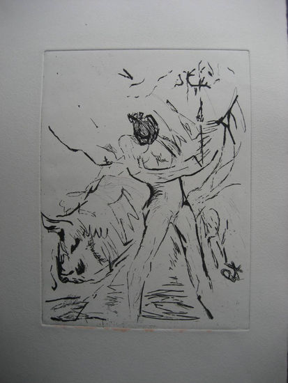 Hombre contra Bestia Etching Process