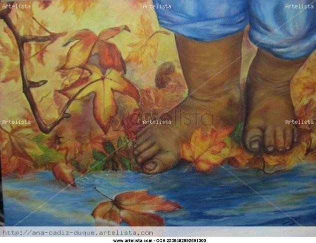 Piececitos en otoño Acrylic Canvas Figure Painting