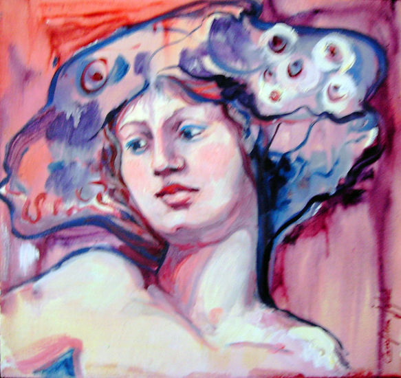 CAMELIA Oil Panel Figure Painting