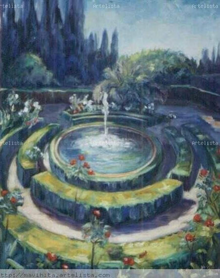 Fuentes de la Alhambra Oil Canvas Landscaping