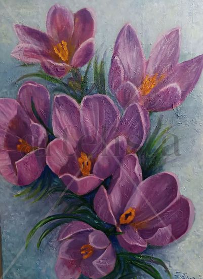 Crocus Oil Canvas Floral Painting