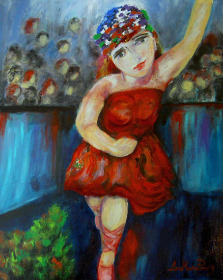 BAILARINA EN ROJO Acrylic Canvas Portrait