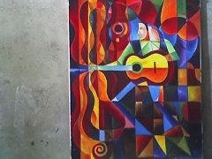 GUITARRISTA BOHEMIO Oil Canvas Figure Painting