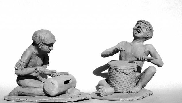 Dos musicos Taínos Terracotta Figurative