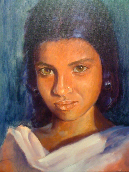 La mirada de la India Oil Canvas Figure Painting