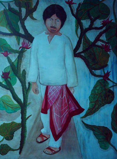 Bernardo a los 7 años Oil Panel Portrait