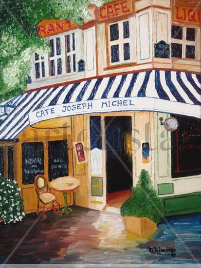 Café Joseph Michel Oil Canvas Landscaping