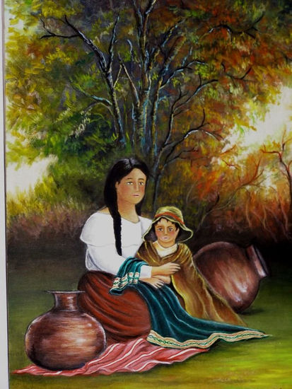 MAMÁ Y EL NIÑO Oil Canvas Landscaping