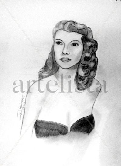 Retrato Rita  Hayworth Pencil