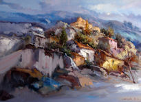 Pueblo en azules