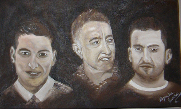 Retrato padre y sus hijos Oil Canvas Portrait