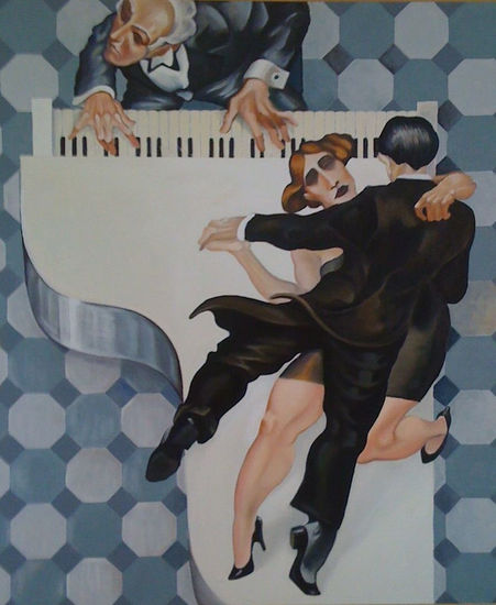 Tango sobre Piano Óleo Tela Figura