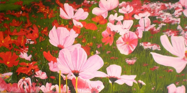 Campo de flores 80 x 40 Óleo sobre lienzo 