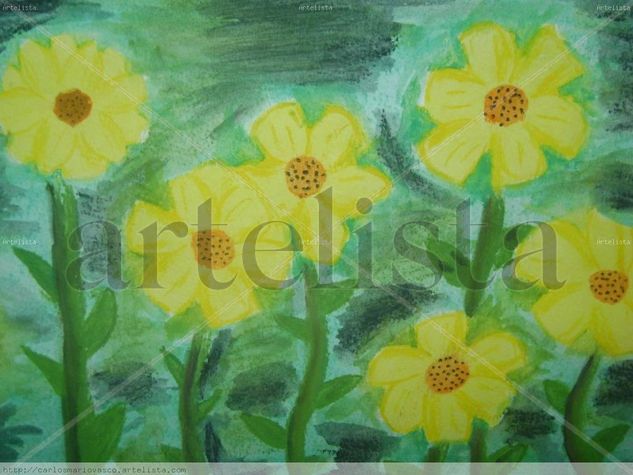 FLORES Pastel Paper Floral Painting