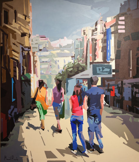 PASEANDO POR MADRID  120x100cm Acrylic Canvas Landscaping