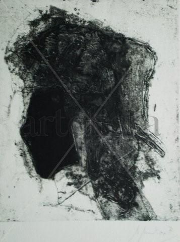 Cabeza en negro Monoprint