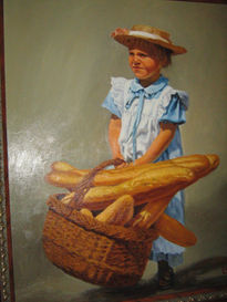 Niña con cesta de pan