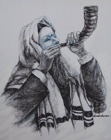 El rabino y shofar. 