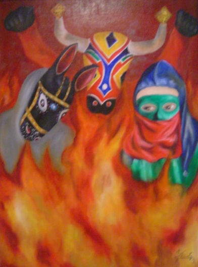 Prendido el Carnaval Oil Canvas