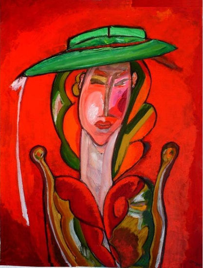 MUJER EN ROJO Oil Canvas Figure Painting