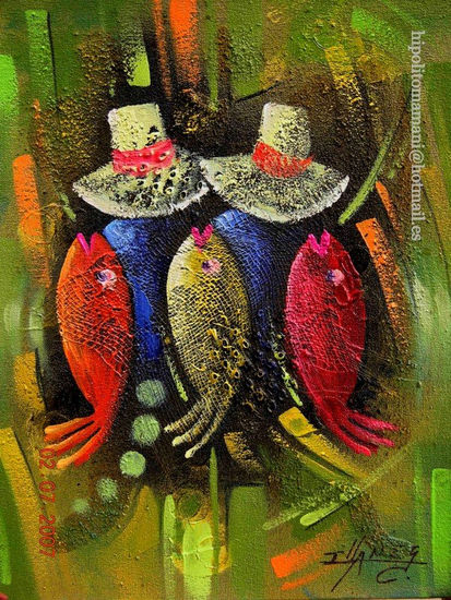 peces del paraìso/ Paradise fish/le paradis des poissons/Paradies für Fische Oil Canvas Figure Painting