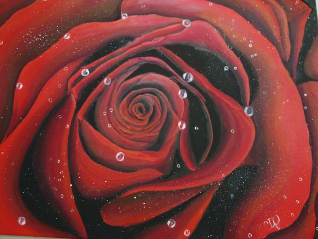 rosa roja Oil Canvas Landscaping