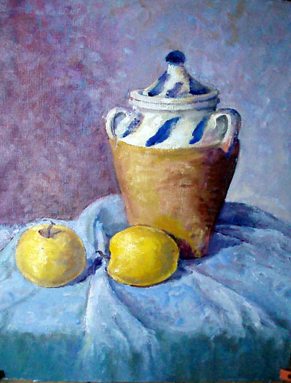 jarro en azul 3 Oil Paper Still Life Paintings