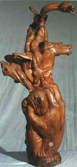 cabeza, manos y animales Wood Figurative