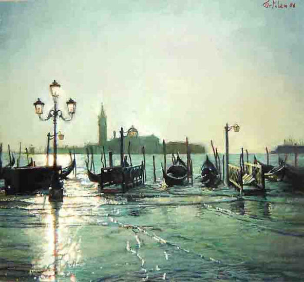 Amanece en Venecia Oil Panel Marine Painting