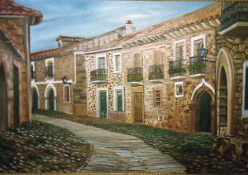 Castrillo de los Polvazares. Oil Canvas Landscaping