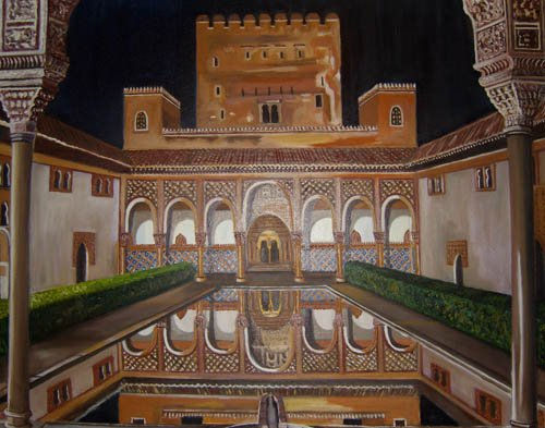 Patio de la Alhambra Oil Canvas Landscaping