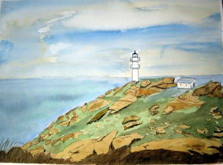 FARO DE RONCADOIRO Watercolour Glass Marine Painting