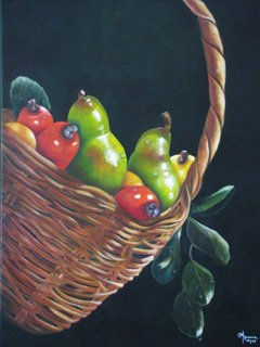 BASKET OF FRUITS Oil Canvas Landscaping