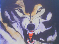 Lobo mural en pared