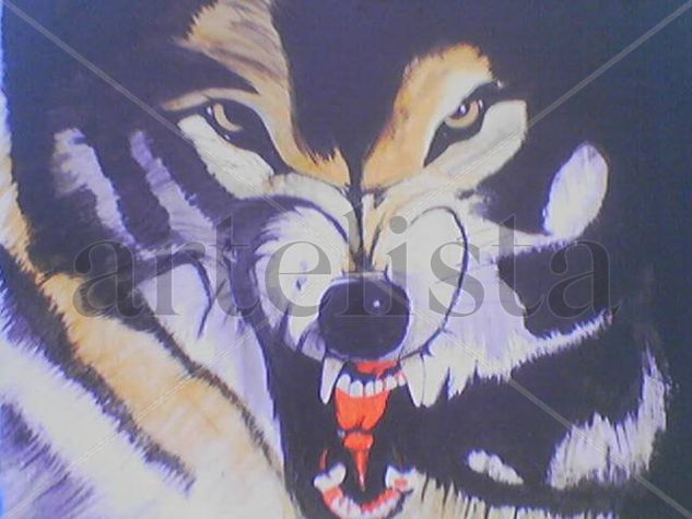 lobo mural en pared Acrylic Others Animals