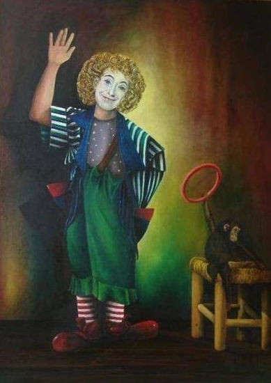 DESPUÉS DE LA ESCENA, EL PAYASO Y SU MONO Oil Canvas Landscaping