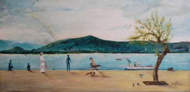 LA BAHÍA DE SANTANDER Oil Canvas Marine Painting