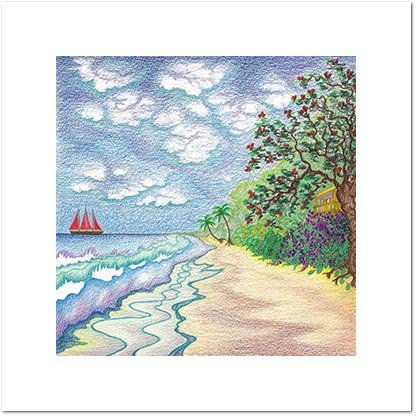 Red sails (Doodie Grubb) Pencil (coloured) Canvas Landscaping