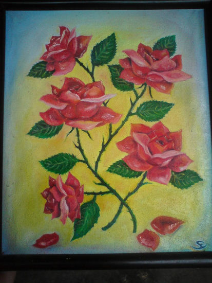 entre rosas... Oil Canvas Floral Painting