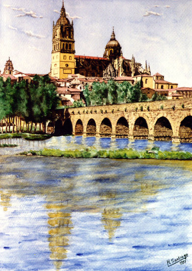 Salamanca Acuarela Papel Paisaje